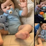 Três imagens diferente do bebê reborn Henrico